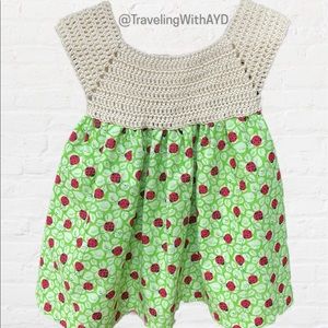 Hand Crocheted baby girl dress with ladybugs